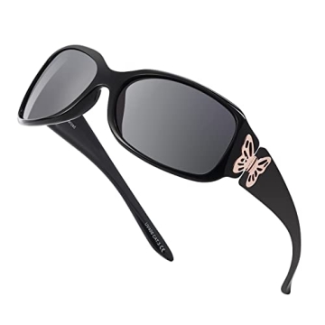 LVIOE Polarized Sunglasses for Women, Fashion Butterfly Decoration Driving Fishing-99.99% UV Protect...