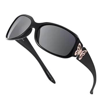 LVIOE Polarized Sunglasses for Women, Fashion Butterfly Decoration Driving Fishing-99.99% UV Protect...