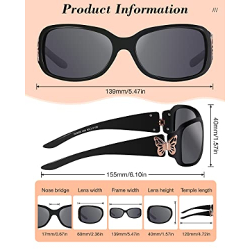 LVIOE Polarized Sunglasses for Women, Fashion Butterfly Decoration Driving Fishing-99.99% UV Protection