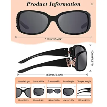 LVIOE Polarized Sunglasses for Women, Fashion Butterfly Decoration Driving Fishing-99.99% UV Protection