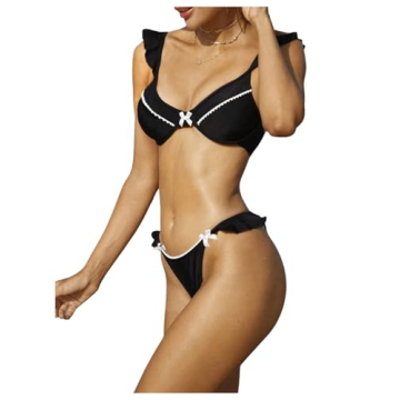 SOLY HUX Black Ruffle Bikini Set for Summer Style