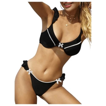 SOLY HUX Black Ruffle Bikini Set for Summer Style