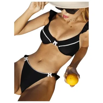 SOLY HUX Black Ruffle Bikini Set for Summer Style