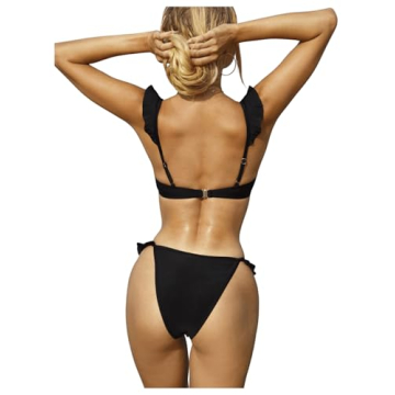 SOLY HUX Black Ruffle Bikini Set for Summer Style