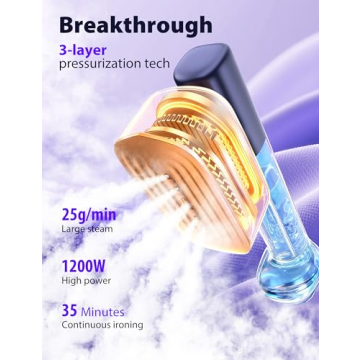 Sundu Steamer for Clothes,15s Fast Heat-up Handheld Garment Steamer,35mins Runtime & 180ml Large Tan...