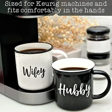 Wifey Hubby Mugs Set of 2 Coffee Mug 11 Ounce, Bride Gift, Engagement Gift, His and Hers Gift, Mr and Mrs Coffee Mug Set, Bride to Be Gift, Hubby and Wifey Mug, Mr and Mrs Cup Couples Mug