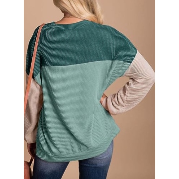 Women's Color Block Knit Sweater - Casual Fall Style