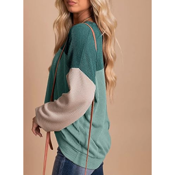 Women's Color Block Knit Sweater - Casual Fall Style
