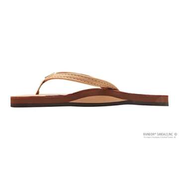 Rainbow Sandals Ladies Luxury Leather - Single Layer Arch Support With 1/2" Narrow Strap, Buckskin, ...