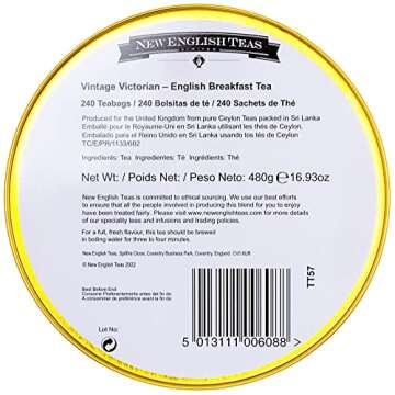 Vintage Victorian Tea Tin with English Breakfast Teabags