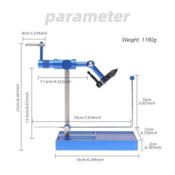 SOUUXIU 360° Rotary Fly Tying Vise with Base Solid Stable Artificial Fly Tying Devise Fly Making Tool Fishing Bait Making Tools for Fly Fishing, Blue
