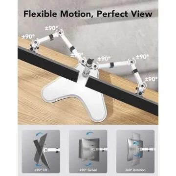 HUANUO 32 inches Dual Monitor Stand up to 17.6lbs, High-Grade Aluminum Free-Standing Dual Monitor Mount for 2 Screens. Fully Adjustable Dual Monitor Stand for Desk with Tilt, Swivel, Rotation, White