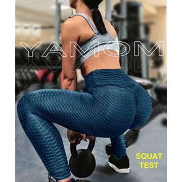 YAMOM High Waist Butt Lifting Anti Cellulite Workout Leggings for Women Yoga Pants Tummy Control Leggings Tight A-Navy