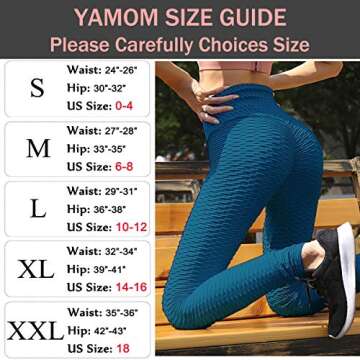 YAMOM High Waist Butt Lifting Anti Cellulite Workout Leggings for Women Yoga Pants Tummy Control Leggings Tight A-Navy