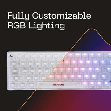 Higround Crystal Opal Basecamp 65% Mechanical USB Wired Gaming Keyboard, White Flame Switches, Programable RGB, Transparent/Translucent, Hot-Swappable, Deep Thock Creamy Sounding PC Keyboard