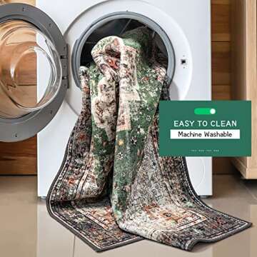 YesRug Boho 4x6.5 Green Area Rug for Home Spaces