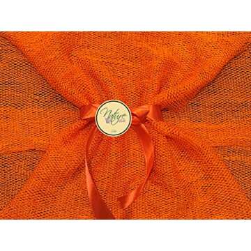 Nature by EJN - Net Bath Sponge, Ghana N1 Weave, Long, Skin Exfoliation, African, Porous, Stretches Horizontally to Approximately 49" (Orange)