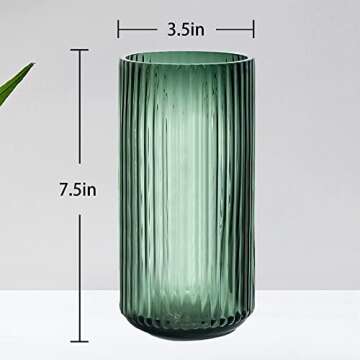 Muyan 7.5" Modern Ribbed Glass Flower Vase - Elegant Home Decor