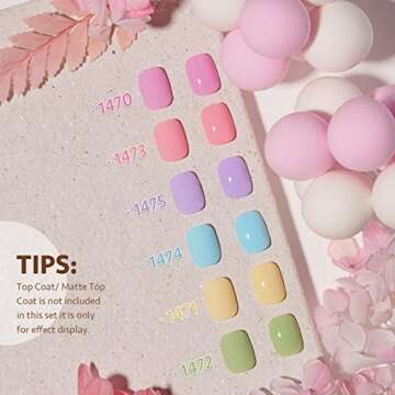 GAOY Pastel Gel Nail Polish Set of 6 Colors Pink Green Blue Gel Polish Kit for Salon Manicure and Nail Art DIY at Home, Gift for Women