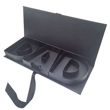 WENPACK Empty DAD Box Father's Day Gift Birthday Cardboard Letter Fillable Paper Flower Chocolate Birthday (DADBlack)