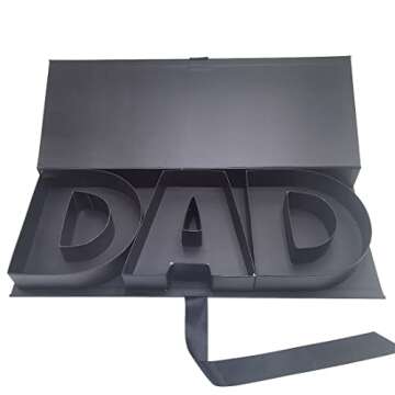WENPACK Empty DAD Box Father's Day Gift Birthday Cardboard Letter Fillable Paper Flower Chocolate Birthday (DADBlack)