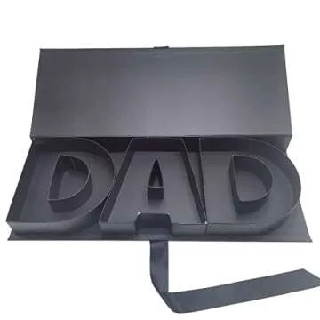 WENPACK Empty DAD Box Father's Day Gift Birthday Cardboard Letter Fillable Paper Flower Chocolate Birthday (DADBlack)