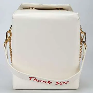Ondeam Tower Print Crossbody Shoulder Bag,Pu Chinese Takeout Box Totes Purse for Women(White)