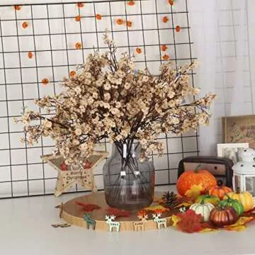 Momkids 6Pcs Babys Breath Artificial Flowers Bulk Real Touch Fake silk Flowers for Home Kitchen Indoor Bouquet Floral Arrangement Table Centerpieces Festival Party Decor (Fall white)