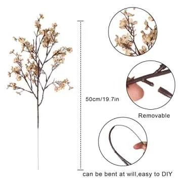 Momkids 6Pcs Babys Breath Artificial Flowers Bulk Real Touch Fake silk Flowers for Home Kitchen Indoor Bouquet Floral Arrangement Table Centerpieces Festival Party Decor (Fall white)