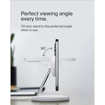 Belkin MagSafe-Compatible 3-in-1 Wireless Charger Stand 15W - Qi2-Certified Wireless Charging Station, Fast Charging iPhone Charger for iPhone 16, AirPods, & Apple Watch - 36W Charger Included - White