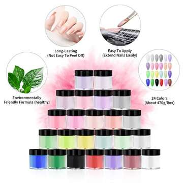 Vcedas 24 Colors Acrylic Nail Powder Set for Creative Nail Art