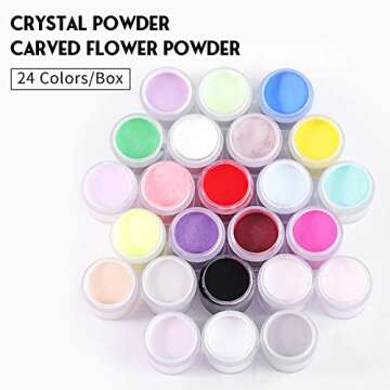 Vcedas 24 Colors Acrylic Nail Powder Set for Creative Nail Art