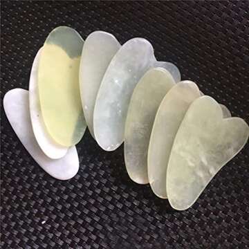 NHOSS Jade Guasha Board Natural Gouache Stone Scraper Face Eye Lifting Slimming Acupuncture Therapy ...