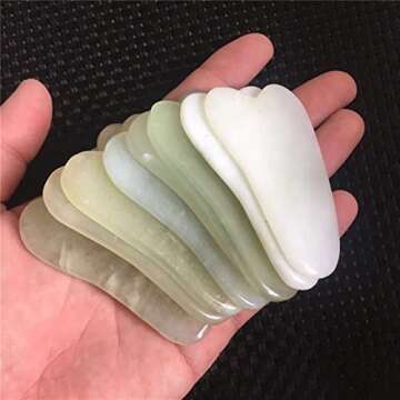 NHOSS Jade Guasha Board Natural Gouache Stone Scraper Face Eye Lifting Slimming Acupuncture Therapy Gua Sha Massage Relaxation Tool 1Pcs