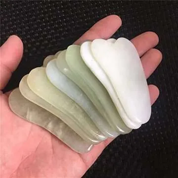 NHOSS Jade Guasha Board Natural Gouache Stone Scraper Face Eye Lifting Slimming Acupuncture Therapy Gua Sha Massage Relaxation Tool 1Pcs