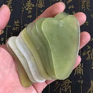 NHOSS Jade Guasha Board Natural Gouache Stone Scraper Face Eye Lifting Slimming Acupuncture Therapy Gua Sha Massage Relaxation Tool 1Pcs