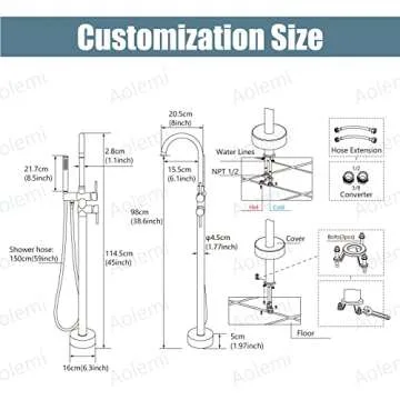 Aolemi Floor Mount Bathtub Faucet - High Flow & Stylish