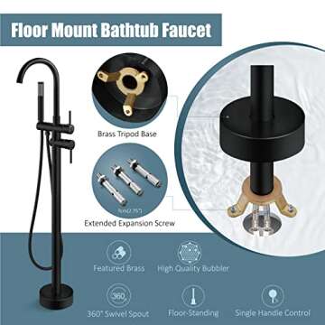 Aolemi Freestanding Tub Faucet for Modern Bathrooms
