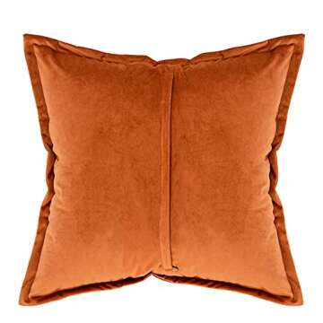 Yangest Dark Orange Decorative Velvet Throw Pillow Cover with Cloth Texture Patchwork Cushion Case M...