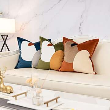 Yangest Dark Orange Decorative Velvet Throw Pillow Cover with Cloth Texture Patchwork Cushion Case Modern 20x20 Inch Pillowcase for Sofa Couch Bedroom Living Room Home Decor