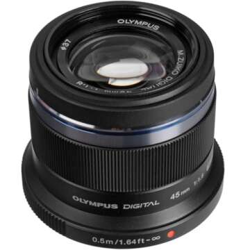 OM SYSTEM OLYMPUS M.Zuiko Digital 45mm F1.8 Black For Micro Four Thirds System Camera, Compact Desig...