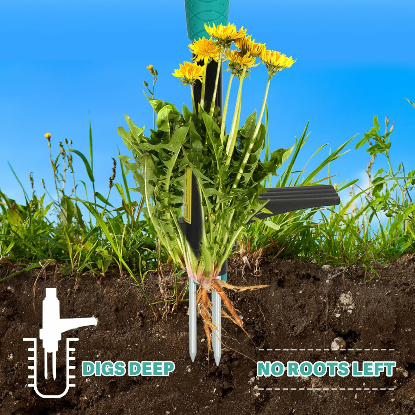 Breeze Touch 39" Weed Pulling Tool, 3-Claw Detachable Weed Puller Tool with Long Handle, Heavy Duty Stand Up Weeder Weeding Tool for Lawn, Yard, Garden, Crabgrass, Dandelion Picker, Weed Remover