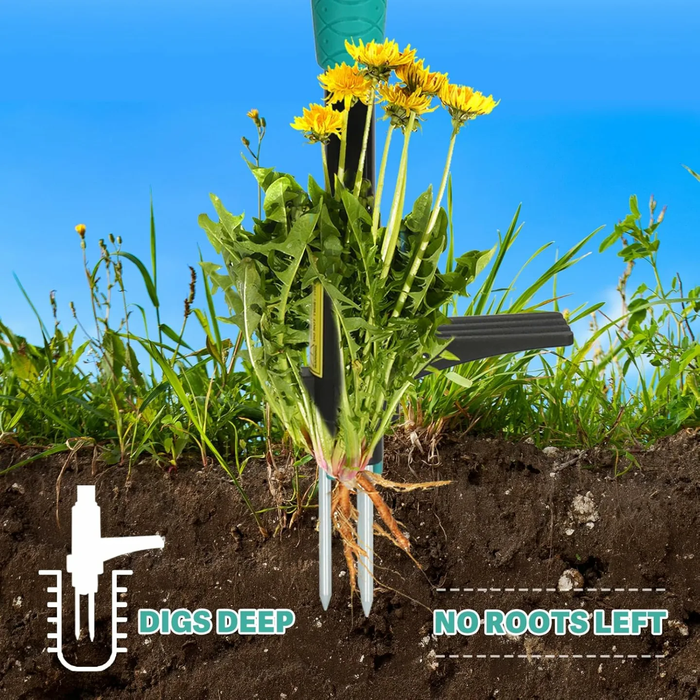 Breeze Touch 39" Weed Pulling Tool, 3-Claw Detachable Weed Puller Tool with Long Handle, Heavy Duty Stand Up Weeder Weeding Tool for Lawn, Yard, Garden, Crabgrass, Dandelion Picker, Weed Remover