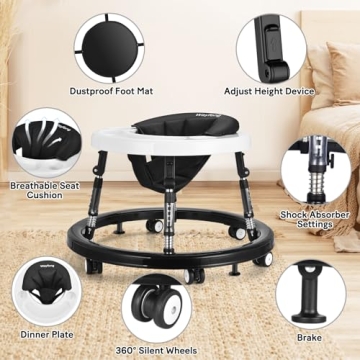 Baby Walker with 9 Adjustable Heights for 7-18 Months