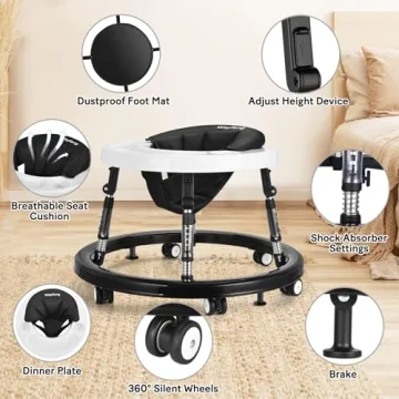 Baby Walker with 9 Adjustable Heights for 7-18 Months