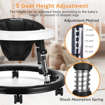 Baby Walker with 9 Adjustable Heights for 7-18 Months