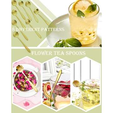 16 Pcs Teaspoon Tea Spoons, ESRISE Stainless Steel Cute Coffee Spoon for Drink Milkshake (Gold)