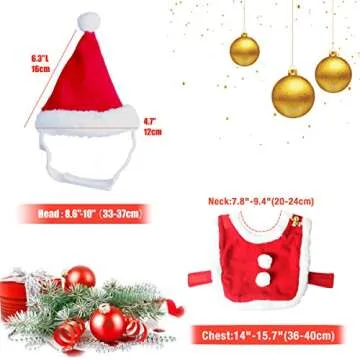 Enjoying Cat Christmas Outfit Santa Hat with Clothes for Cats Small Dogs Kitten Christmas Costume Warm Xmas Cloak Coat Santa Claus Hat Red New Year Party Cosplay