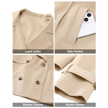 Luvamia Women's Stylish Trench Coat for Fall Fashion