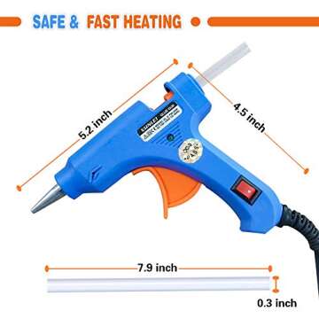 Hot Glue Gun, Upgraded Version Glue Gun, Professional Mini Hot Glue Gun with 20pcs Glue Sticks, Hot Glue Gun Kit for DIY Small Craft Projects and Home Quick Repairs (20-watt, Blue)